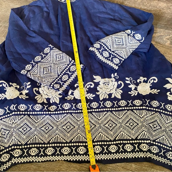 Johnny Was Blue Embroidered Kimono-style Open Front Cardigan - Picture 13 of 15